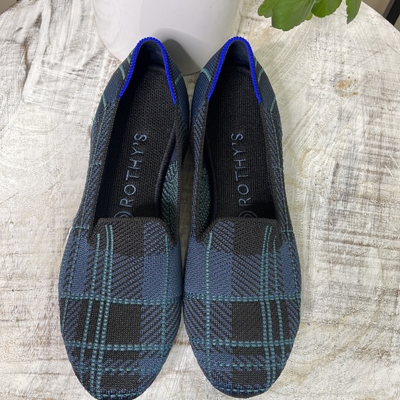 Rothy’s RETIRED Navy Plaid Loafers - Picture 5 of 13